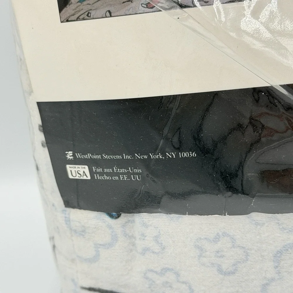 VTG Joe Boxer Meow Mix Cat Flannel Full Sheet Set Y2K Retro Made in USA 4 Pc